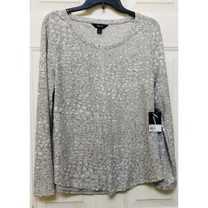 SIMPLE VERA Verawang Top-Shirt Crew-neck Size M GRAY/SILVER Long Sleeve Gray